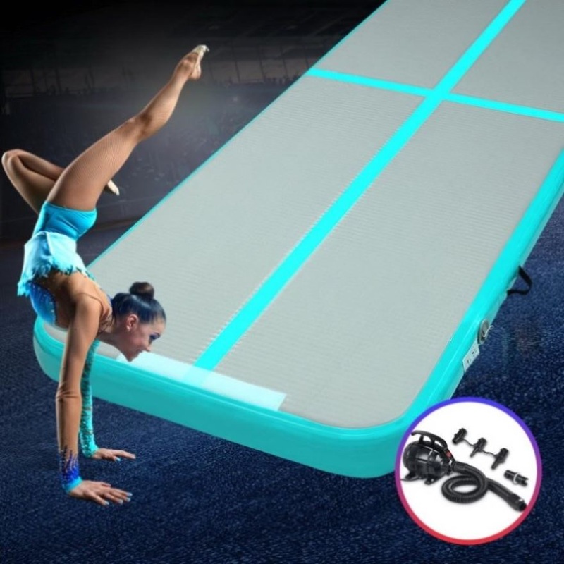 Everfit GoFun 4X1M Inflatable Air Track Mat with Pump Tumbling Gymnastics Green ATM-4-1-01M-MG-AP