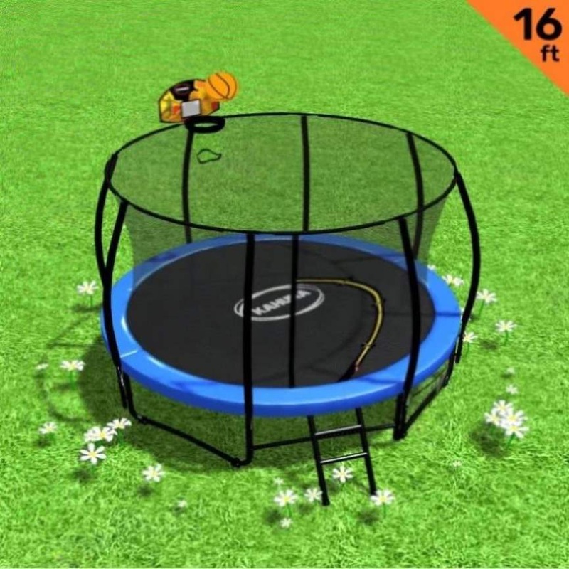 Kahuna 16 ft Trampoline with Basketball Set – Blue TRA-KAH-16-BU-BB
