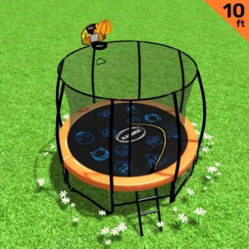 Kahuna Pro 10 ft Trampoline with Mat, Reversible Pad, Basketball Set TRA-KEM-10-OB-BB