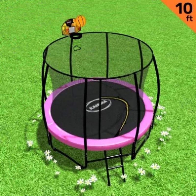 Kahuna Trampoline 10 ft with Basketball Set – Pink TRA-KAH-10-PK-BB