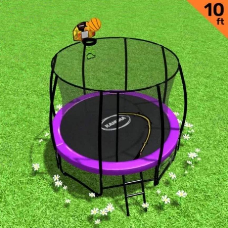 Kahuna Trampoline 10 ft with Basketball Set – Purple TRA-KAH-10-PU-BB