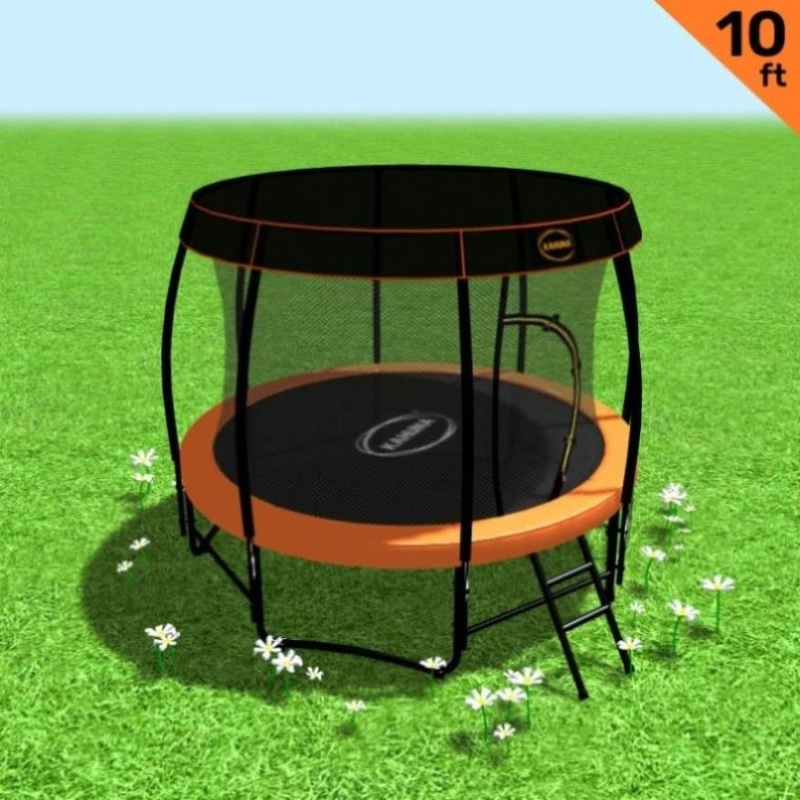 Kahuna Trampoline 10 ft with Roof – Orange TRA-KAH-10-OR-RF