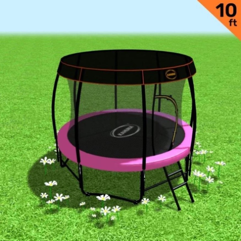 Kahuna Trampoline 10 ft with Roof – Pink TRA-KAH-10-PK-RF