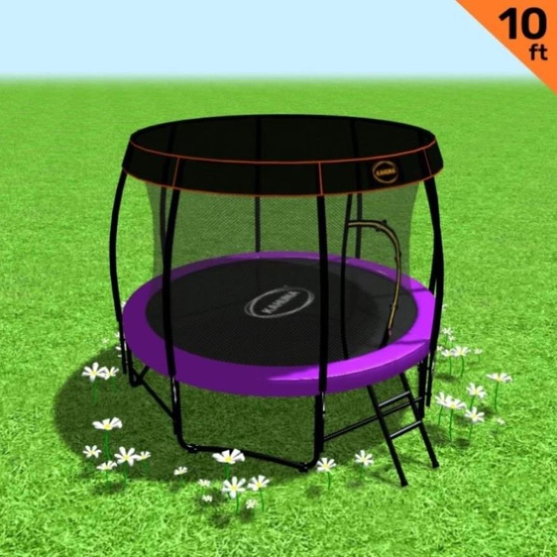 Kahuna Trampoline 10 ft with Roof – Purple TRA-KAH-10-PU-RF