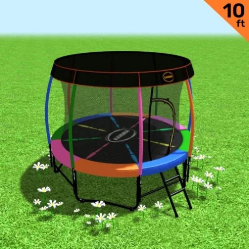 Kahuna Trampoline 10 ft with Roof – Rainbow TRA-KAH-10-RB-RF