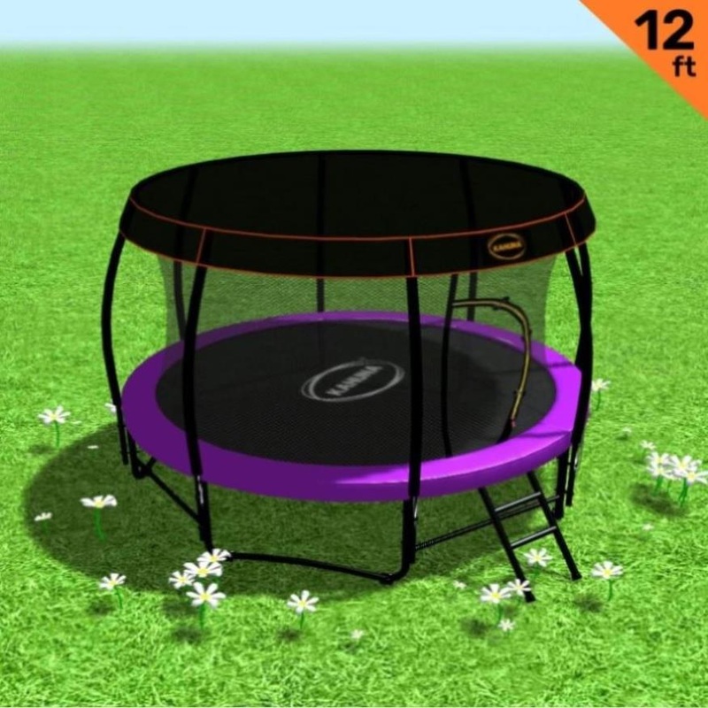 Kahuna Trampoline 12 ft with Roof – Purple TRA-KAH-12-PU-RF