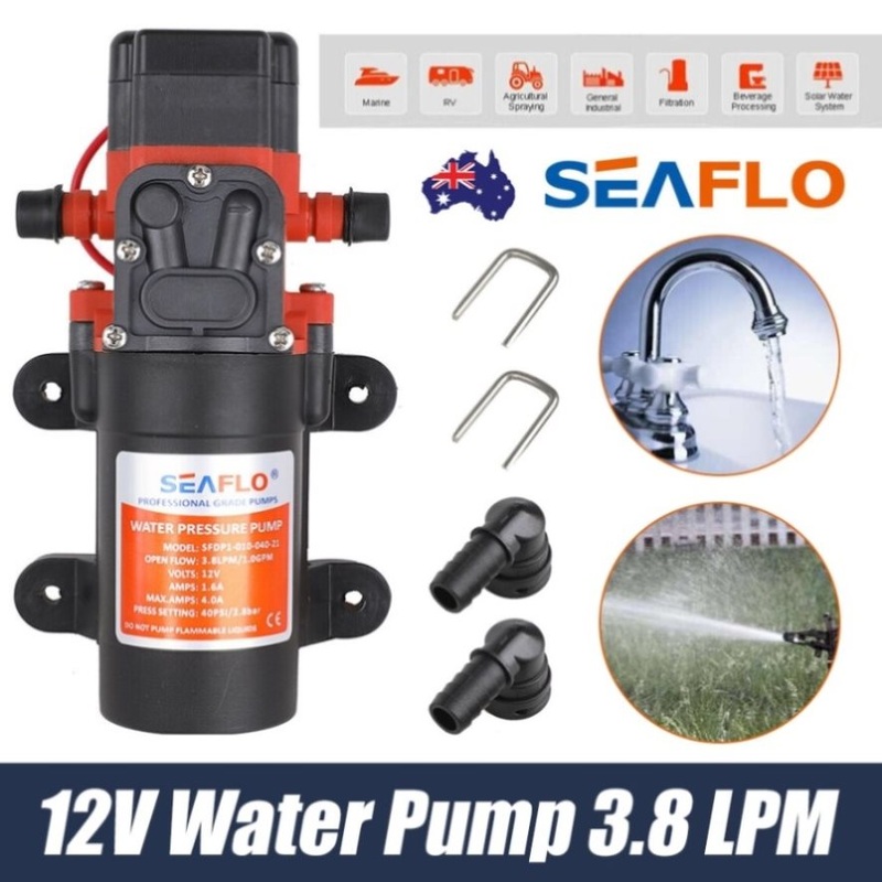 Water Pump 12V RV Camper Pressurized Pump Caravan Boat SEAFLO SFDP1-010-040-21 V201-SFLO0012OR4021AU