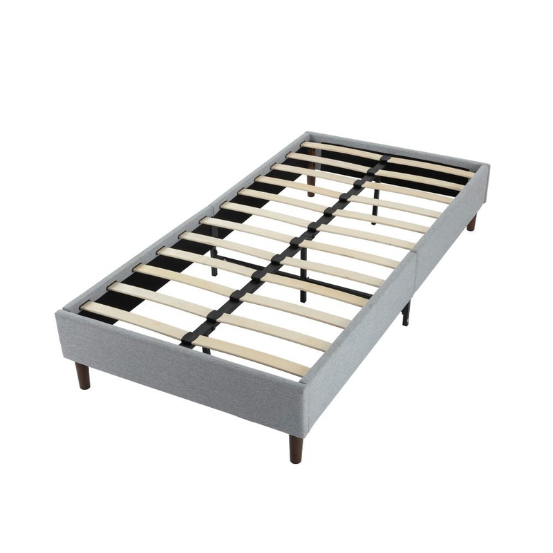Bedframe with Wooden Slats  Single V264-BFS-206F-LGR-SL-1