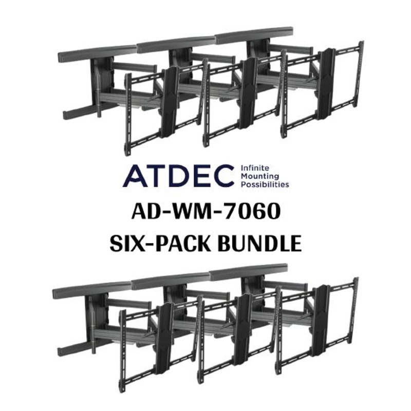 *SIX DEAL* Atdec AD-WM-7060 Full Motion Wall Mount. Max load 70kg. VESA up to 600×400. *SIX 13AD-WM-7060-SIXPACK