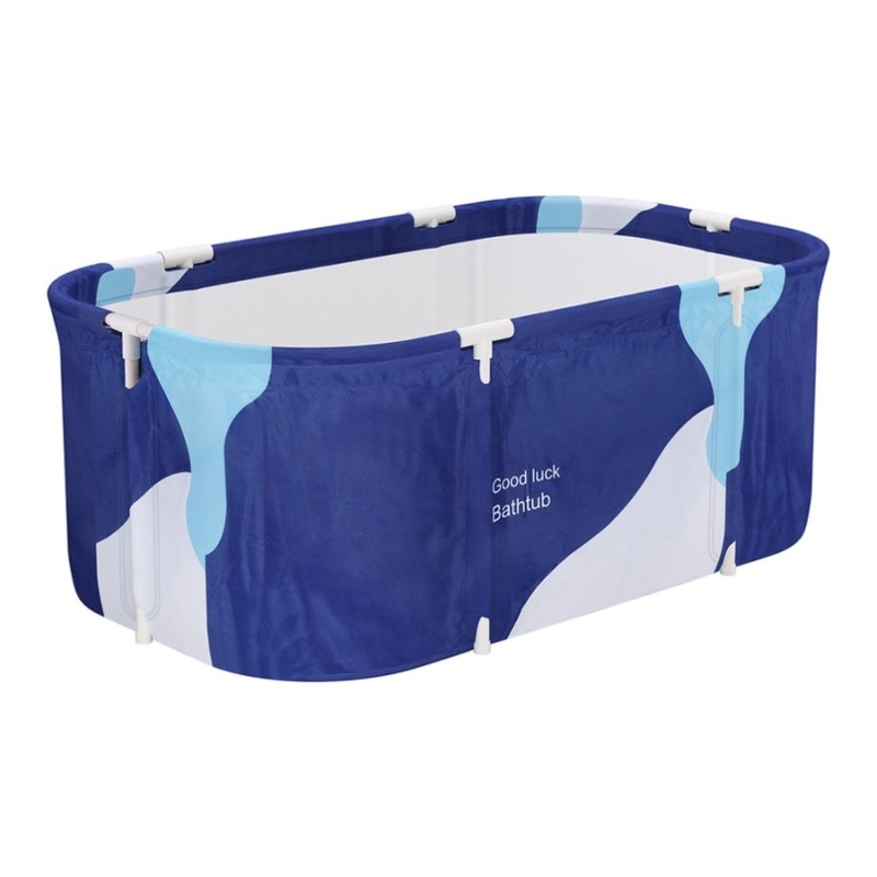 Weisshorn Foldable Bathtub PVC Spa Bucket Inflatable Cushion 114x62cm Navy Blue FB-PVC-120-DB