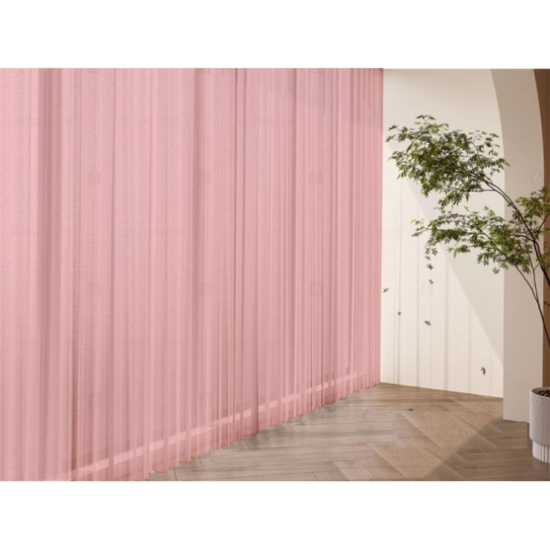 2 Long drop Sheer Voile Curtains 588cm wide 270cm Drop Pinch Pleat+30 Hook, Pink V702-CNA5-4-4 PINK