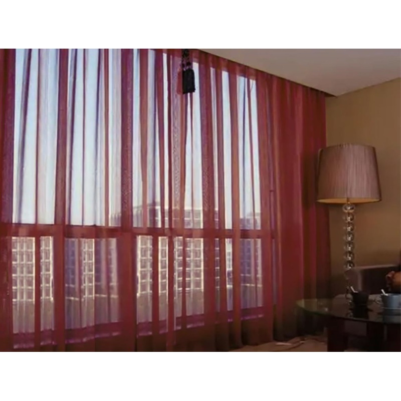 2 Long Drop Sheer Voile Curtains 592cm wide 270cm Drop Pinch Pleat + Hooks Wine V702-CNA5-4-2 WINE