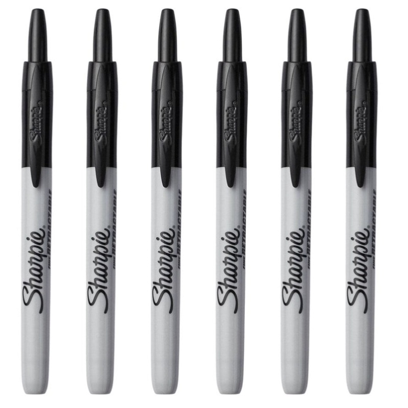 6x Sharpie Fine Point Retractable Permanent Markers – Black V563-81973-1PK_6X
