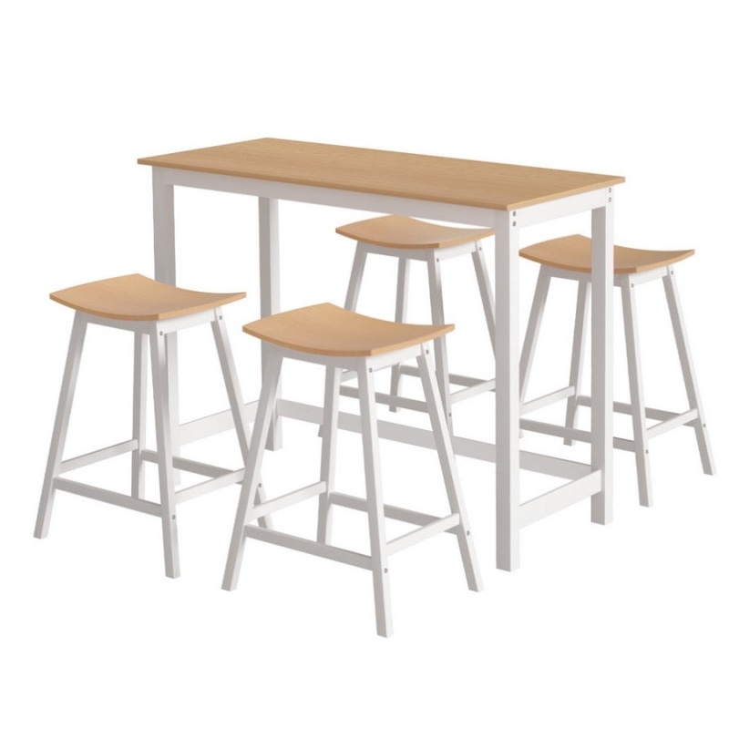 Artiss Bar Table and Stools Set Dining Desk Solid Wood Kitchen Chairs Cafe Pub BA-TAB-CHR-SET-WD