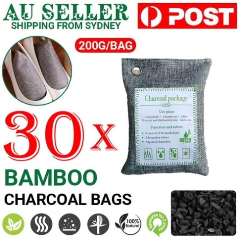 30PCS Air Purifying Bags Activated Bamboo Charcoal Freshener for Car Home Shoes 200g V201-BBZ2021DG8AU6