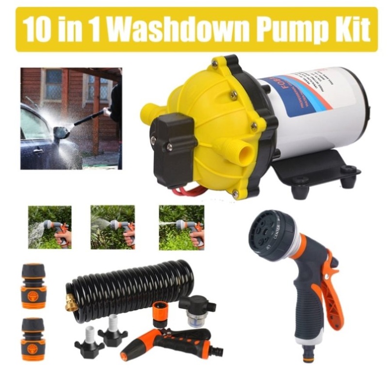 6.6GPM Washdown Pump Kit 12V Wash Pump w/ Hose Nozzle For Caravan RV Marine Boat V201-SFLO0012YL8AU