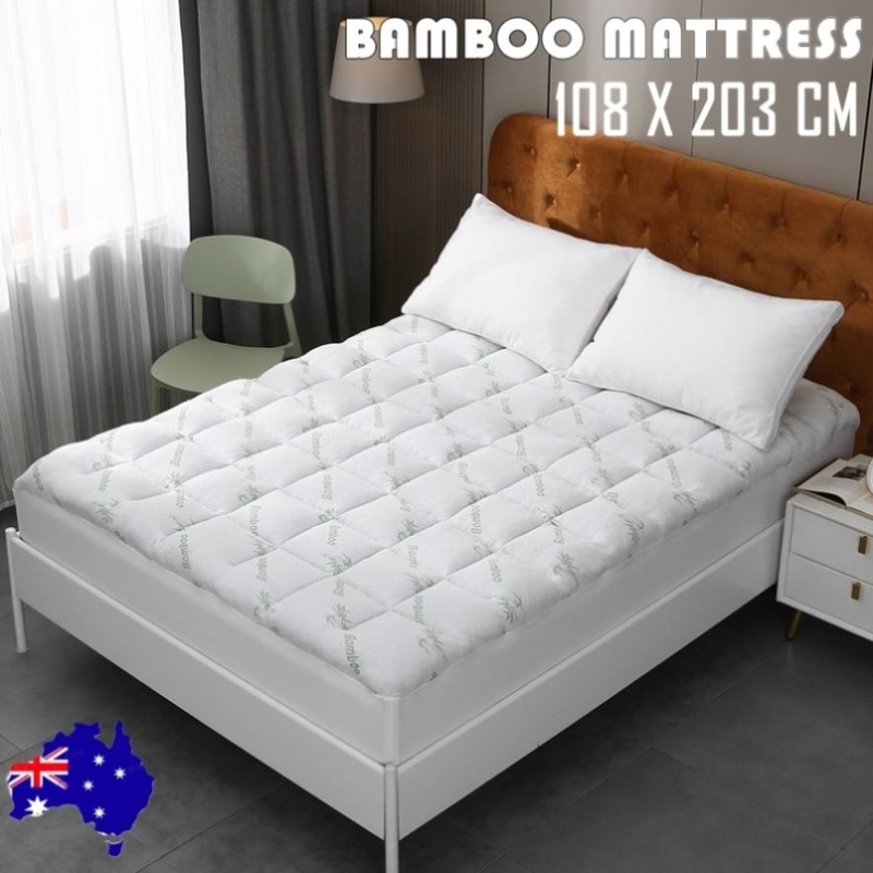 Bamboo Pillowtop Mattress Topper Luxury Bedding Mat Pad Protector Cover King Single 108 x 203 cm V201-W12782545