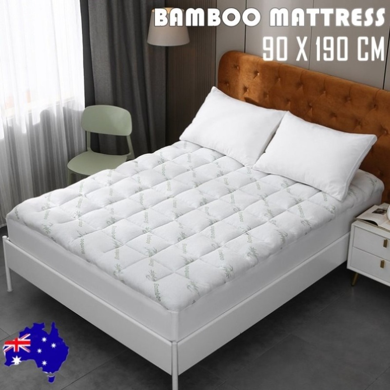 Bamboo Pillowtop Mattress Topper Luxury Bedding Mat Pad Protector Cover Single 90 x 190 cm V201-W12782550