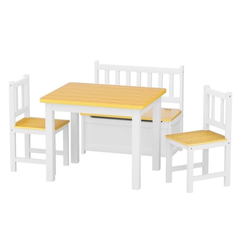 Bopeep Kids Table and Chairs Set Wooden Study Play 4PCS KD1173TB1025