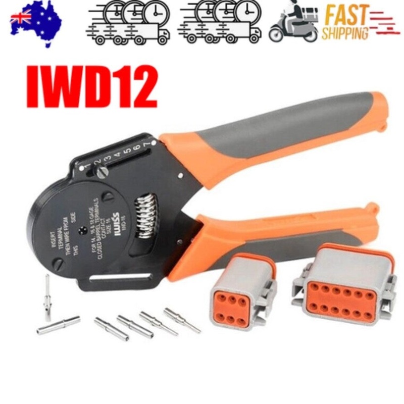 DT12 Crimper 4 Way Indent,8 Impression iCrimp Closed Barrel Type Deutsch Crimper V201-IWD0012BL8AU