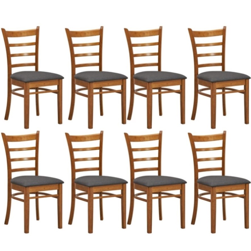 Linaria Dining Chair Set of 8 Crossback Solid Rubber Wood Fabric Seat – Walnut V315-VOD-MACK-03-8PC-KIT