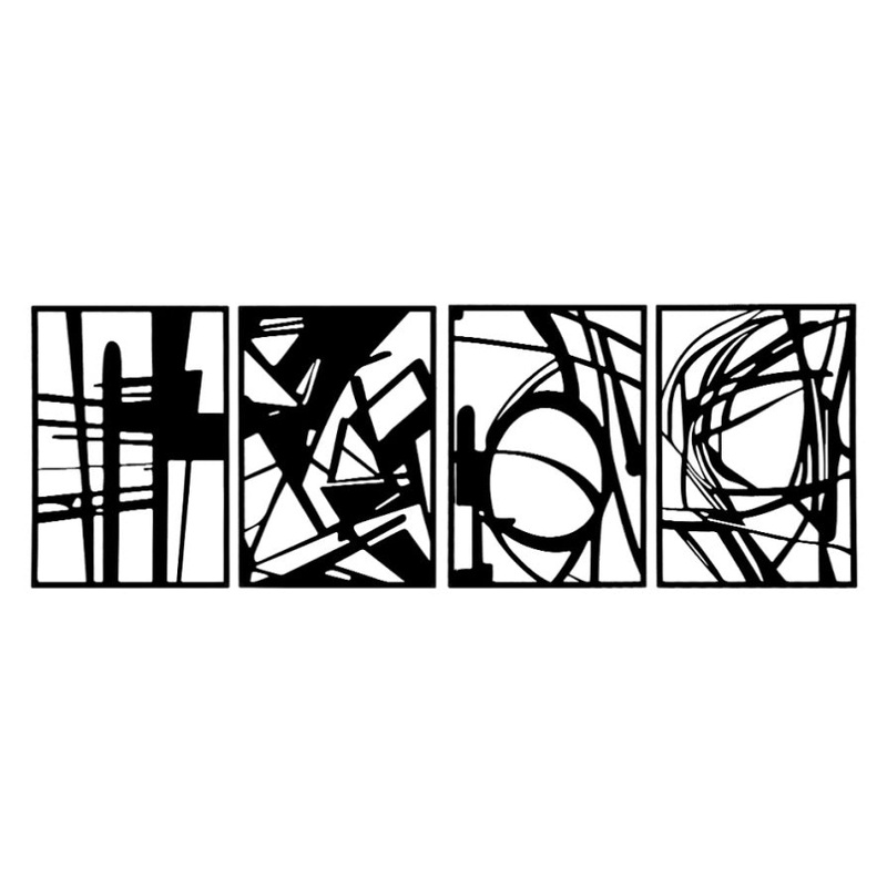 Yezi Metal Wall Art 4Pcs Abstract Minimalist Line Decor DECO1033