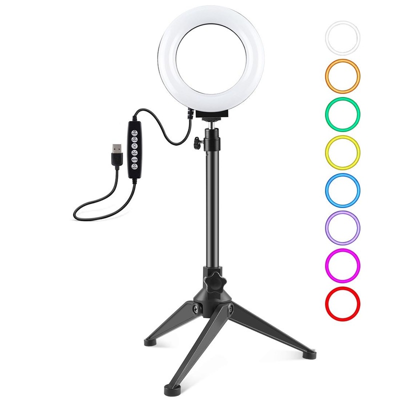 10 Mode Usb Led Ring Light With Tripod Mount And Cold Shoe Ball Head – 4.7 Inch Diameter PRL-B9403TKP