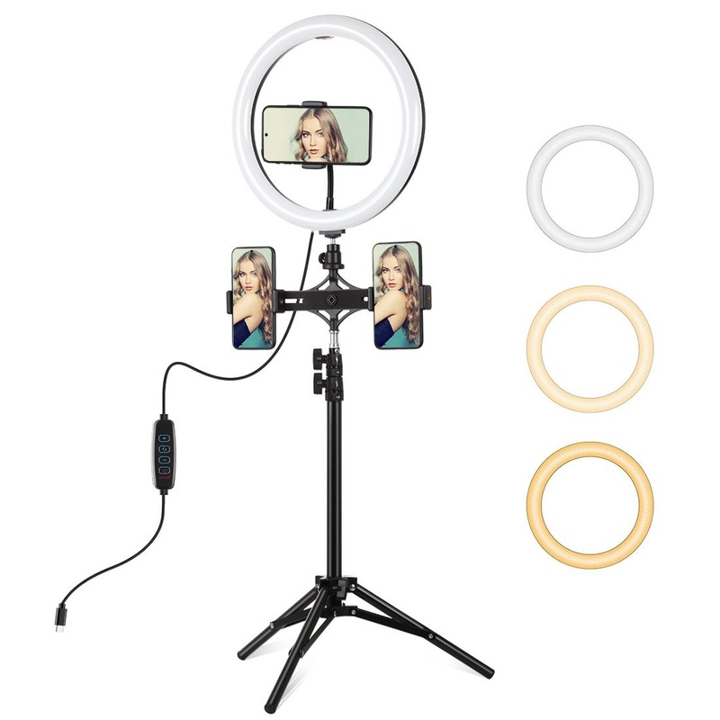 11.8 Led Ring Light Kit With Tripod & Dual Phone Brackets – 3 Modes Dual Colour Temperature Curved PRL-B9903TKP
