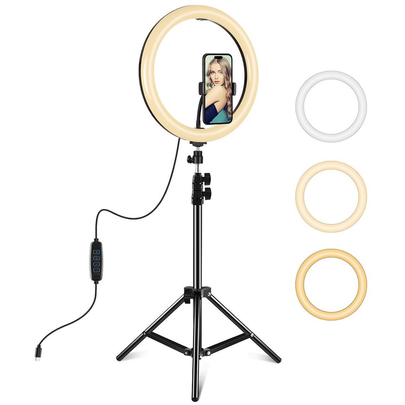11.8 Led Ring Light With Tripod And Phone Clamp – 3 Modes Dual Colour Temperature Curved Surface PRL-B8903TKP