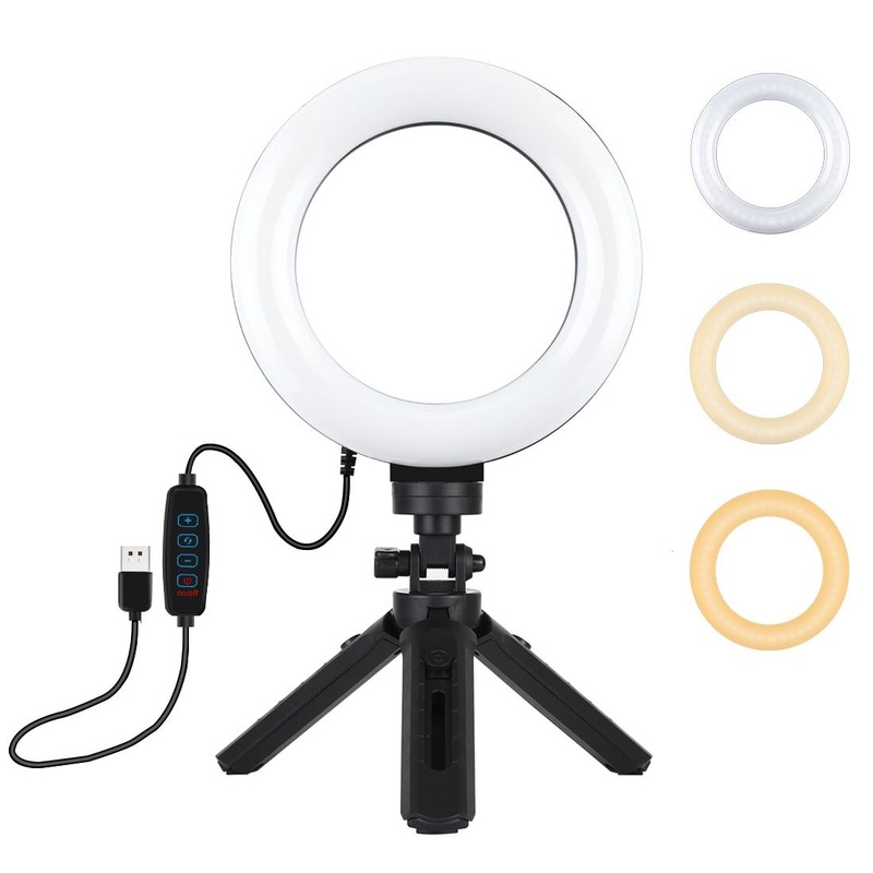 6.2 Led Ring Light With Usb 3 Modes Dimmable Vlogging Photography Video Pocket Tripod Mount Cold PRL-B9503TKP