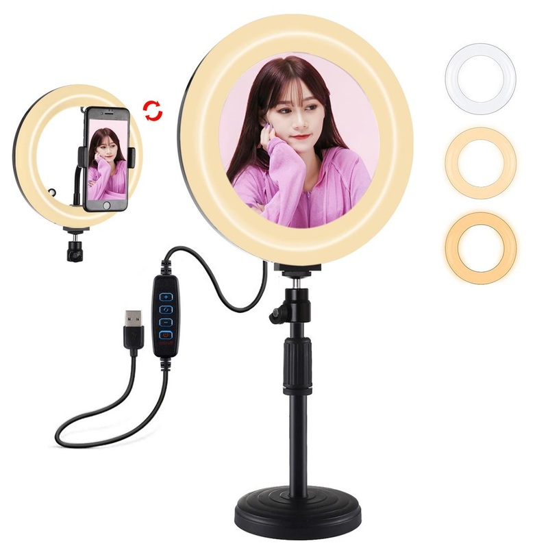 7.9 Dual-Colour Led Ring Light With Desktop Mount And Phone Clamp PRL-B9703TKP