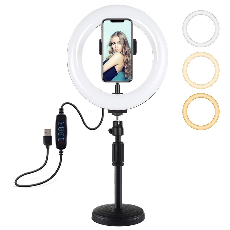 7.9 Led Ring Light With Usb 3 Modes Dual Colour Phone Clamp PRL-B8703TKP