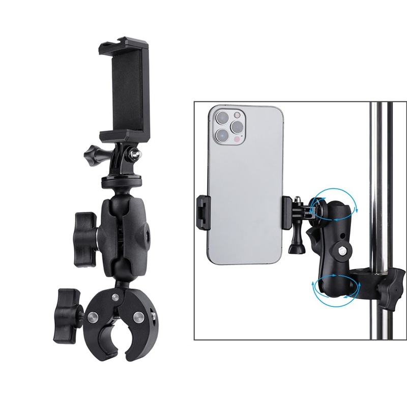 Adjustable Action Camera Clamp With 360 Rotation And Phone Holder PRL-B8591ACD
