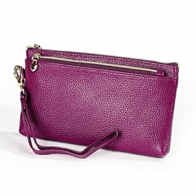 Versatile Cowhide Zipper Key Pouch In Purple PRL-E104266100ADE