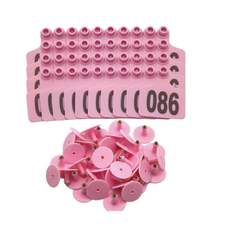 1-100 Cattle Number Ear Tag 6x7cm Set – Medium Pink Cow Sheep Livestock Label V238-SUPDZ-40192190939216