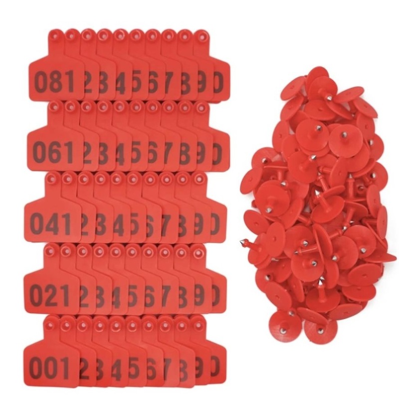 1-100 Cattle Number Ear Tag 6x7cm Set – Medium Red Sheep Livestock Label V238-SUPDZ-39973716197456