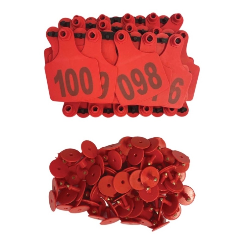 1-100 Cattle Number Ear Tags 7.5x10cm Set – XL Red Cow Sheep Livestock Labels V238-SUPDZ-39973721997392