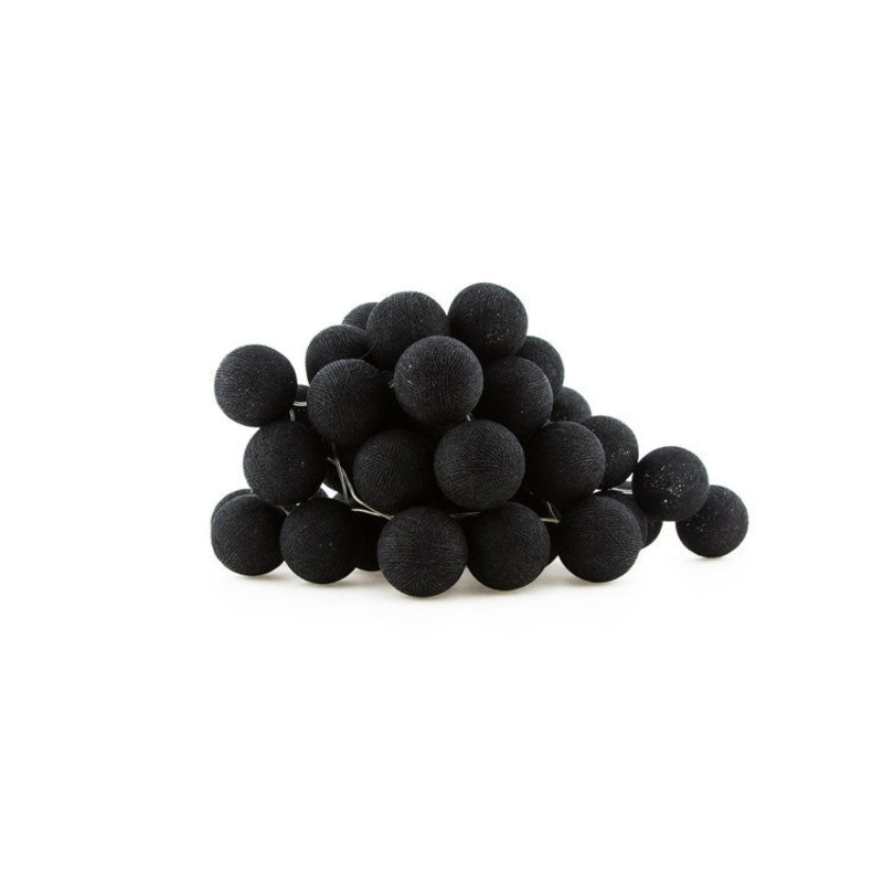 1 Set of 20 LED Black 5cm Cotton Ball Battery Powered String Lights Christmas Gift Home Wedding V382-BLACKBALLBATT20