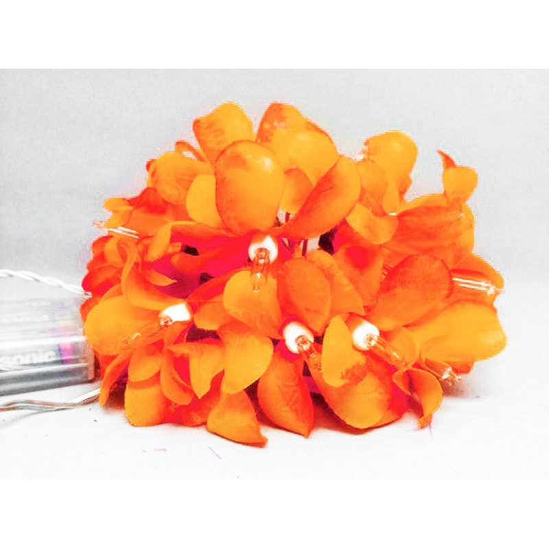 1 Set of 20 LED Orange Frangipani Flower Battery String Lights Christmas Gift Home Wedding Party V382-ORFRANGIBATT20