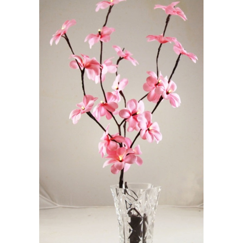 1 Set of 50cm H 20 LED Pink Frangipani Tree Branch Stem Fairy Light Wedding Event Party Function V382-PKFRANGISTEMBATT