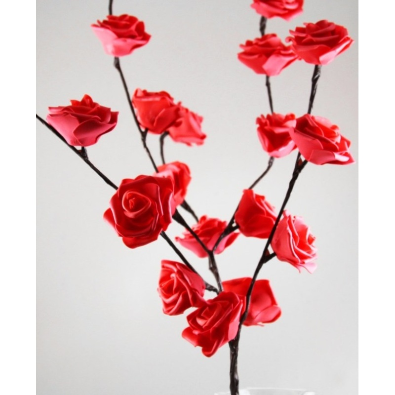 1 Set of 50cm H 20 LED Red Rose Tree Branch Stem Fairy Light Wedding Event Party Function Table Vase V382-REDROSESTEMBATT