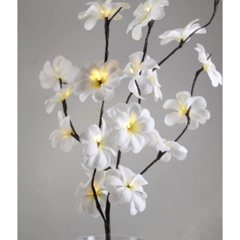1 Set of 50cm H 20 LED White Frangipani Tree Branch Stem Fairy Light Wedding Event Party Function V382-WHFRANGISTEMBATT