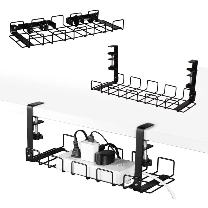 2 pack Under Desk Cable Management Tray, Black V178-23681