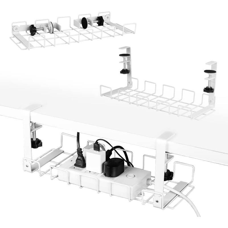2 pack Under Desk Cable Management Tray, White V178-23821