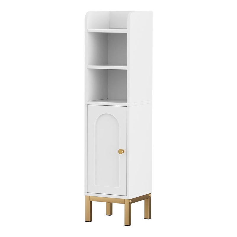 Artiss Bathroom Storage Cabinet Floor Organizer Toilet Corner Adjustable Shelf with Door White FURNI-G-BATH-AZ01-WH