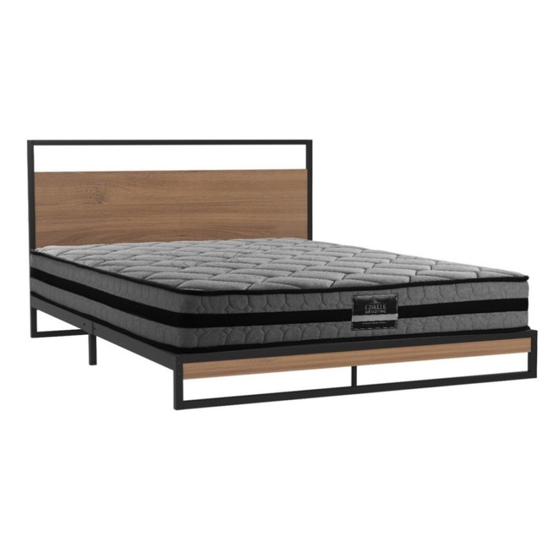 Artiss Bed Frame Queen Size Metal Frame DANE with Mattress MBED-C-DANE-TT22-Q-BK-AB