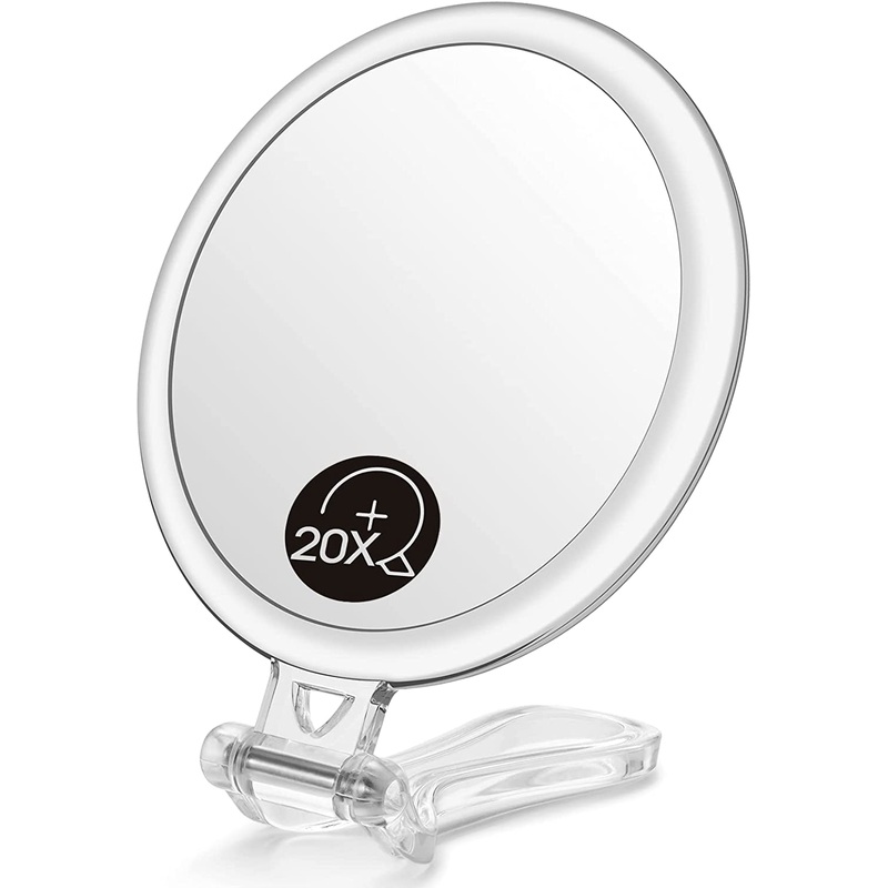 Double-Sided 1X/20X Magnifying Foldable Makeup Mirror for Handheld, Table and Travel Usage V178-44229