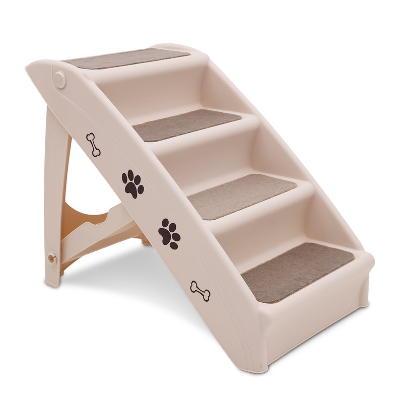 Furtastic Foldable Pet Stairs In White – 50cm Dog Ladder Cat Ramp PTS-EJE-433-WH