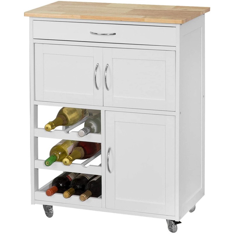 Kitchen Trolley with Wine Racks, Portable Workbench and Serving Cart for Bar or Dining V178-84621