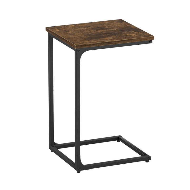 Levede C-shaped End Table Side Sofa Coffee Wood Overbed Laptop Table Industrial NI1052